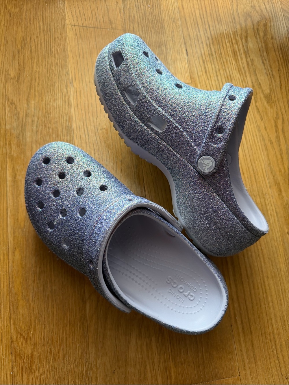Crocs Size 7W Purple Glitter Sparkle